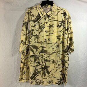Caribbean-Tropical Print 100% Linen Short Sleeve Shirt, Sz 2X